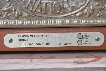 アメリカヴィンテージ　ブラジル製　NCR(ナショナル・キャッシュ・レジスター)社　Class 300復刻版　model 2114-1708　華やかなレリーフのクラシックレジスター(ゴールド)　※通電確認済み　(R-087444)