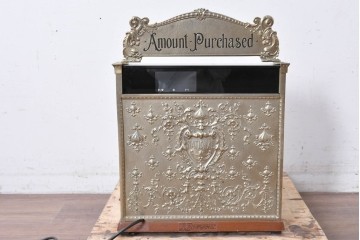 アメリカヴィンテージ　ブラジル製　NCR(ナショナル・キャッシュ・レジスター)社　Class 300復刻版　model 2114-1708　華やかなレリーフのクラシックレジスター(ゴールド)　※通電確認済み　(R-087444)