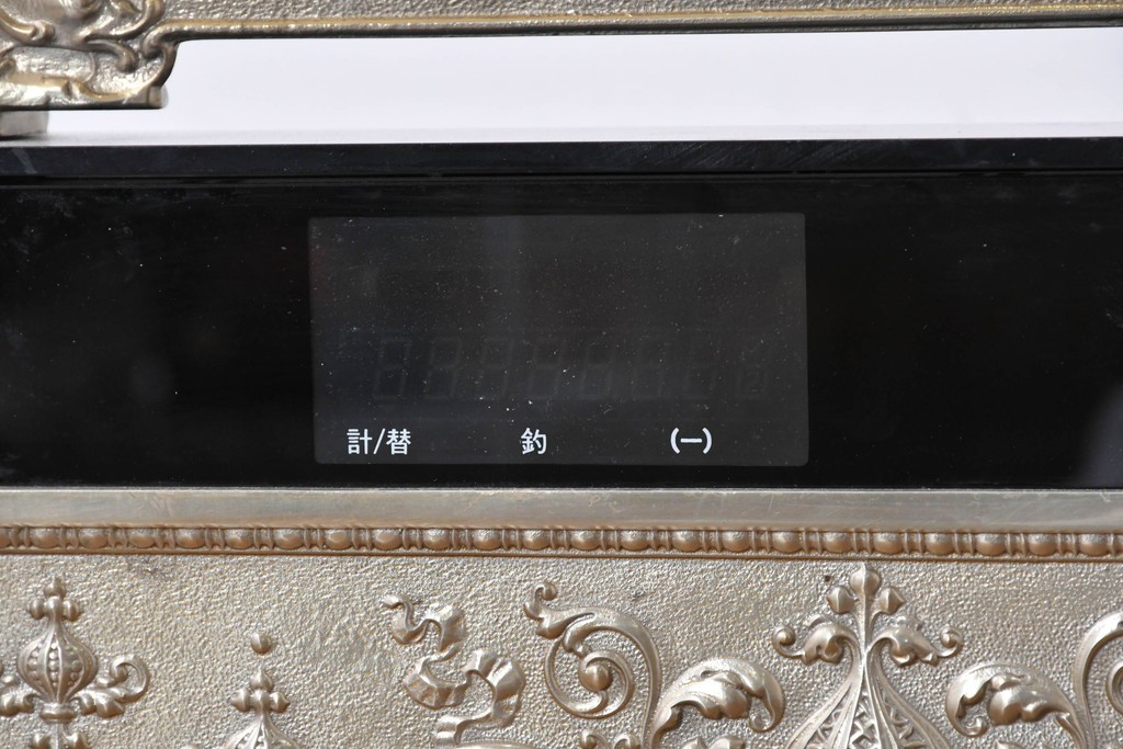 アメリカヴィンテージ　ブラジル製　NCR(ナショナル・キャッシュ・レジスター)社　Class 300復刻版　model 2114-1708　華やかなレリーフのクラシックレジスター(ゴールド)　※通電確認済み　(R-087444)