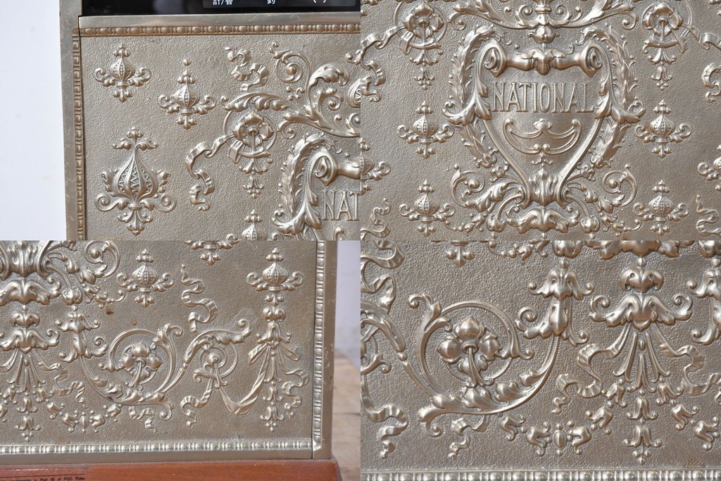 アメリカヴィンテージ　ブラジル製　NCR(ナショナル・キャッシュ・レジスター)社　Class 300復刻版　model 2114-1708　華やかなレリーフのクラシックレジスター(ゴールド)　※通電確認済み　(R-087444)