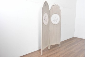 中古　美品　サラグレース(Sarah Grace)取り扱い　フランスCoquecigrues(コクシグル)社　トワルドジュイ柄が描かれたアンティーク調のパーテーション　定価約11万円　(R-087448)