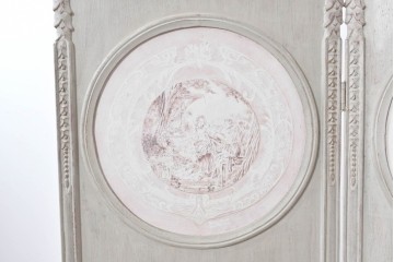 中古　美品　サラグレース(Sarah Grace)取り扱い　フランスCoquecigrues(コクシグル)社　トワルドジュイ柄が描かれたアンティーク調のパーテーション　定価約11万円　(R-087448)