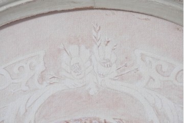 中古　美品　サラグレース(Sarah Grace)取り扱い　フランスCoquecigrues(コクシグル)社　トワルドジュイ柄が描かれたアンティーク調のパーテーション　定価約11万円　(R-087448)