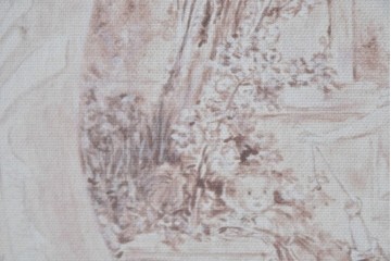 中古　美品　サラグレース(Sarah Grace)取り扱い　フランスCoquecigrues(コクシグル)社　トワルドジュイ柄が描かれたアンティーク調のパーテーション　定価約11万円　(R-087448)