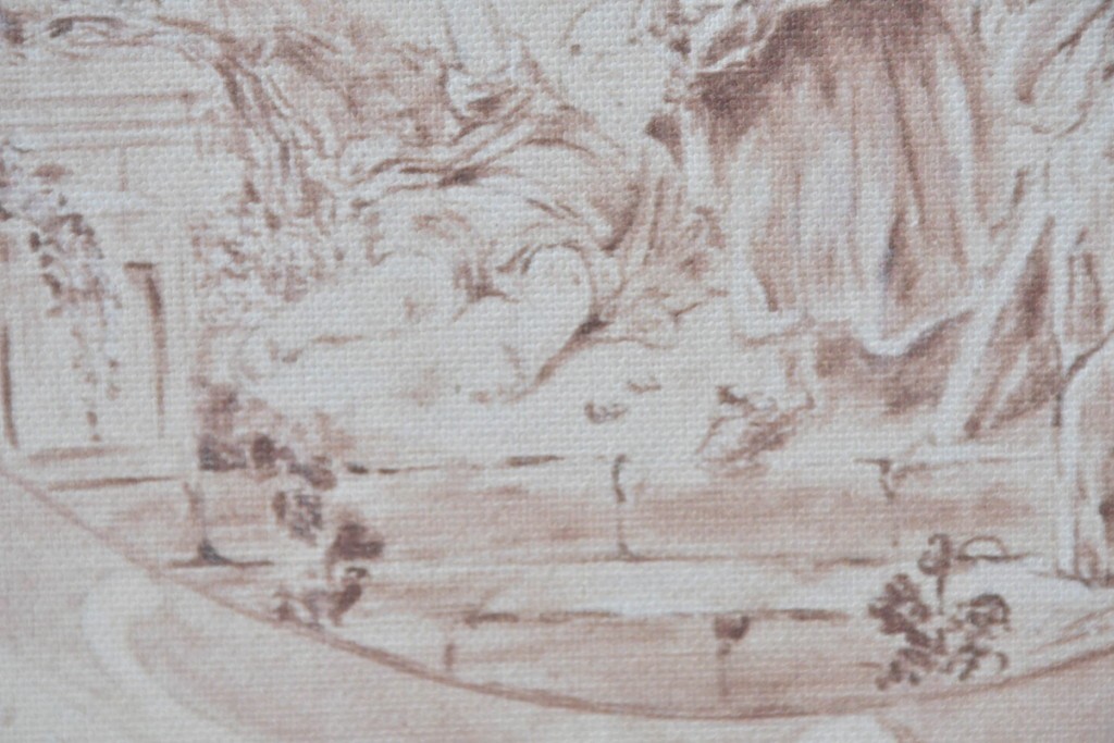 中古　美品　サラグレース(Sarah Grace)取り扱い　フランスCoquecigrues(コクシグル)社　トワルドジュイ柄が描かれたアンティーク調のパーテーション　定価約11万円　(R-087448)