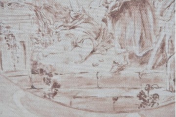 中古　美品　サラグレース(Sarah Grace)取り扱い　フランスCoquecigrues(コクシグル)社　トワルドジュイ柄が描かれたアンティーク調のパーテーション　定価約11万円　(R-087448)