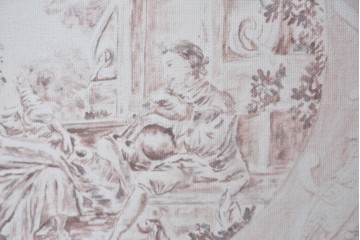 中古　美品　サラグレース(Sarah Grace)取り扱い　フランスCoquecigrues(コクシグル)社　トワルドジュイ柄が描かれたアンティーク調のパーテーション　定価約11万円　(R-087448)