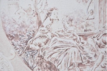 中古　美品　サラグレース(Sarah Grace)取り扱い　フランスCoquecigrues(コクシグル)社　トワルドジュイ柄が描かれたアンティーク調のパーテーション　定価約11万円　(R-087448)