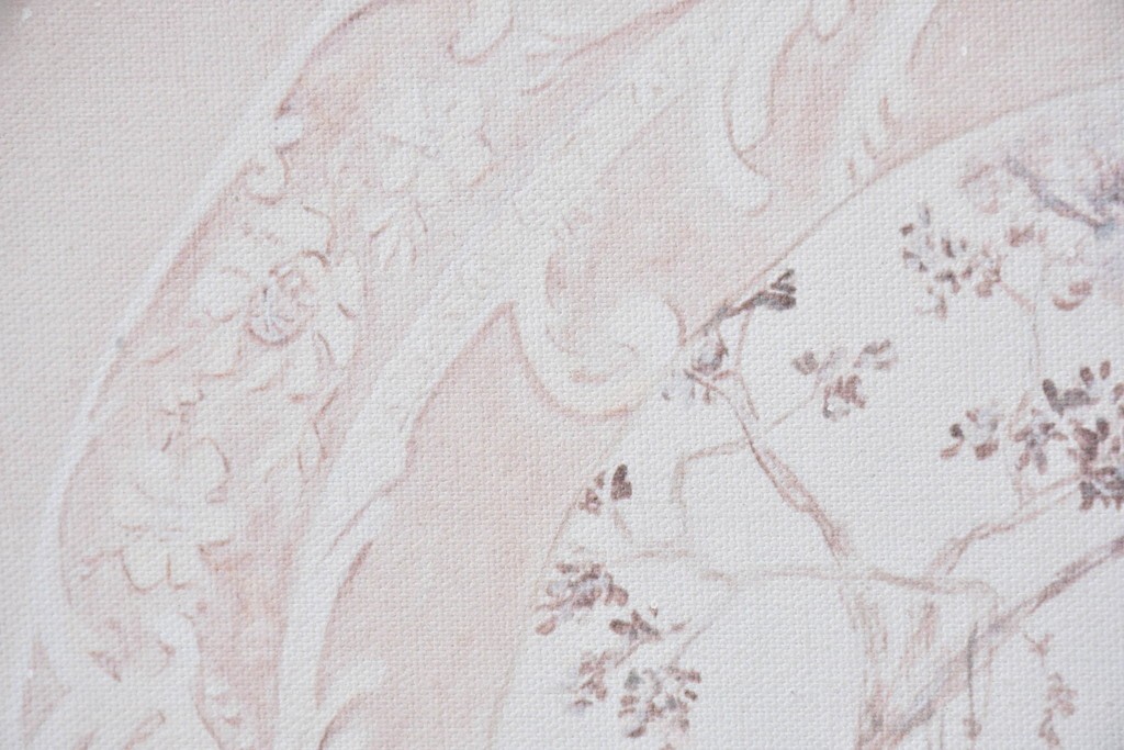 中古　美品　サラグレース(Sarah Grace)取り扱い　フランスCoquecigrues(コクシグル)社　トワルドジュイ柄が描かれたアンティーク調のパーテーション　定価約11万円　(R-087448)