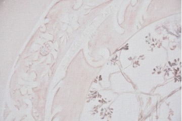 中古　美品　サラグレース(Sarah Grace)取り扱い　フランスCoquecigrues(コクシグル)社　トワルドジュイ柄が描かれたアンティーク調のパーテーション　定価約11万円　(R-087448)