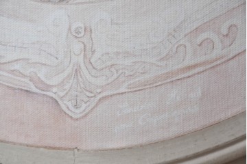 中古　美品　サラグレース(Sarah Grace)取り扱い　フランスCoquecigrues(コクシグル)社　トワルドジュイ柄が描かれたアンティーク調のパーテーション　定価約11万円　(R-087448)