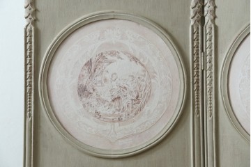 中古　美品　サラグレース(Sarah Grace)取り扱い　フランスCoquecigrues(コクシグル)社　トワルドジュイ柄が描かれたアンティーク調のパーテーション　定価約11万円　(R-087448)