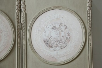 中古　美品　サラグレース(Sarah Grace)取り扱い　フランスCoquecigrues(コクシグル)社　トワルドジュイ柄が描かれたアンティーク調のパーテーション　定価約11万円　(R-087448)
