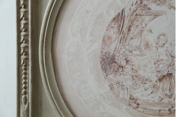 中古　美品　サラグレース(Sarah Grace)取り扱い　フランスCoquecigrues(コクシグル)社　トワルドジュイ柄が描かれたアンティーク調のパーテーション　定価約11万円　(R-087448)
