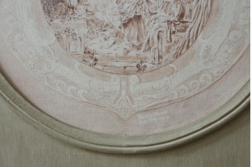 中古　美品　サラグレース(Sarah Grace)取り扱い　フランスCoquecigrues(コクシグル)社　トワルドジュイ柄が描かれたアンティーク調のパーテーション　定価約11万円　(R-087448)