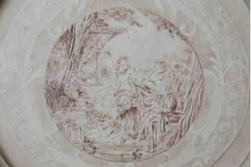 中古　美品　サラグレース(Sarah Grace)取り扱い　フランスCoquecigrues(コクシグル)社　トワルドジュイ柄が描かれたアンティーク調のパーテーション　定価約11万円　(R-087448)
