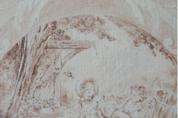 中古　美品　サラグレース(Sarah Grace)取り扱い　フランスCoquecigrues(コクシグル)社　トワルドジュイ柄が描かれたアンティーク調のパーテーション　定価約11万円　(R-087448)