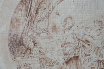 中古　美品　サラグレース(Sarah Grace)取り扱い　フランスCoquecigrues(コクシグル)社　トワルドジュイ柄が描かれたアンティーク調のパーテーション　定価約11万円　(R-087448)