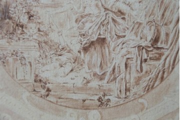 中古　美品　サラグレース(Sarah Grace)取り扱い　フランスCoquecigrues(コクシグル)社　トワルドジュイ柄が描かれたアンティーク調のパーテーション　定価約11万円　(R-087448)