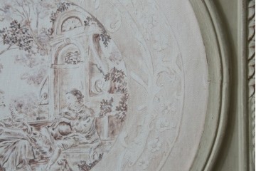 中古　美品　サラグレース(Sarah Grace)取り扱い　フランスCoquecigrues(コクシグル)社　トワルドジュイ柄が描かれたアンティーク調のパーテーション　定価約11万円　(R-087448)
