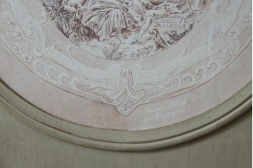 中古　美品　サラグレース(Sarah Grace)取り扱い　フランスCoquecigrues(コクシグル)社　トワルドジュイ柄が描かれたアンティーク調のパーテーション　定価約11万円　(R-087448)