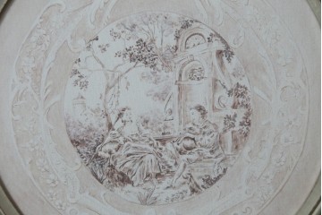 中古　美品　サラグレース(Sarah Grace)取り扱い　フランスCoquecigrues(コクシグル)社　トワルドジュイ柄が描かれたアンティーク調のパーテーション　定価約11万円　(R-087448)