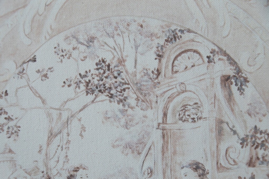 中古　美品　サラグレース(Sarah Grace)取り扱い　フランスCoquecigrues(コクシグル)社　トワルドジュイ柄が描かれたアンティーク調のパーテーション　定価約11万円　(R-087448)