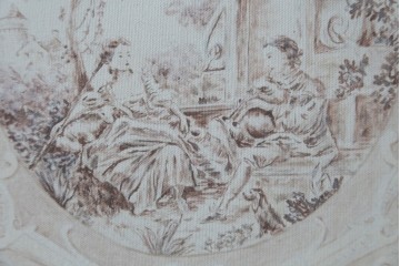 中古　美品　サラグレース(Sarah Grace)取り扱い　フランスCoquecigrues(コクシグル)社　トワルドジュイ柄が描かれたアンティーク調のパーテーション　定価約11万円　(R-087448)