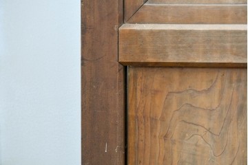 アンティーク建具　大正から昭和初期　落ち着いた木色とすりガラスが古民家風の空間に馴染む板戸4枚セット　(R-087451)