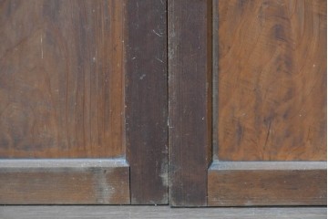 アンティーク建具　大正から昭和初期　落ち着いた木色とすりガラスが古民家風の空間に馴染む板戸4枚セット　(R-087451)