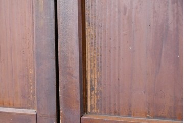 アンティーク建具　大正から昭和初期　落ち着いた木色とすりガラスが古民家風の空間に馴染む板戸4枚セット　(R-087451)