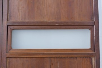 アンティーク建具　大正から昭和初期　落ち着いた木色とすりガラスが古民家風の空間に馴染む板戸4枚セット　(R-087451)