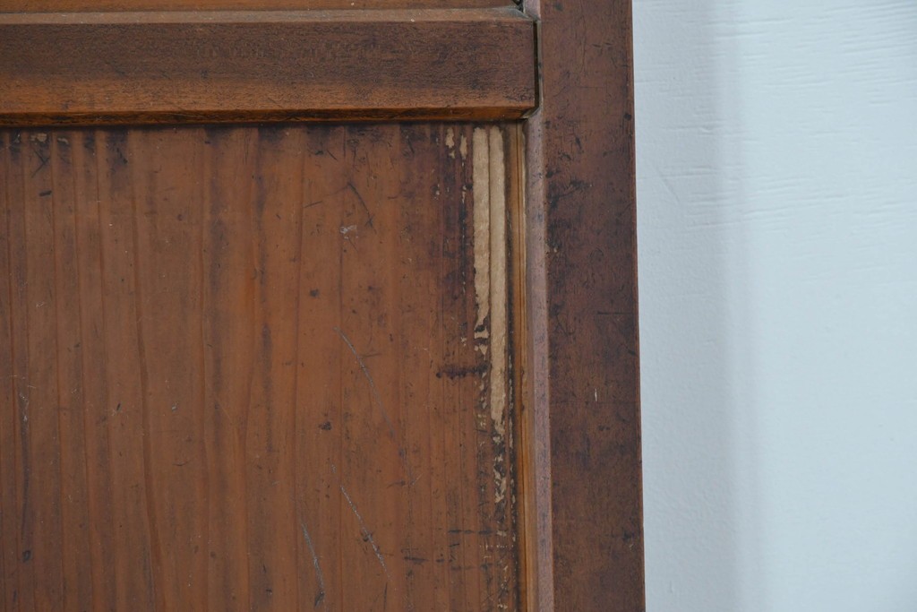 アンティーク建具　大正から昭和初期　落ち着いた木色とすりガラスが古民家風の空間に馴染む板戸4枚セット　(R-087451)