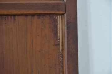 アンティーク建具　大正から昭和初期　落ち着いた木色とすりガラスが古民家風の空間に馴染む板戸4枚セット　(R-087451)