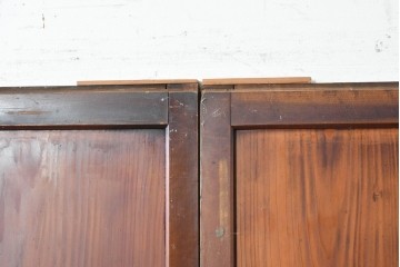 アンティーク建具　大正から昭和初期　落ち着いた木色とすりガラスが古民家風の空間に馴染む板戸4枚セット　(R-087451)