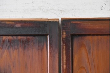 アンティーク建具　昭和初期　レトロな雰囲気漂うガラス帯戸2枚セット　(R-087452)