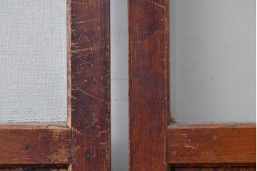 アンティーク建具　昭和初期　レトロな雰囲気漂うガラス帯戸2枚セット　(R-087452)