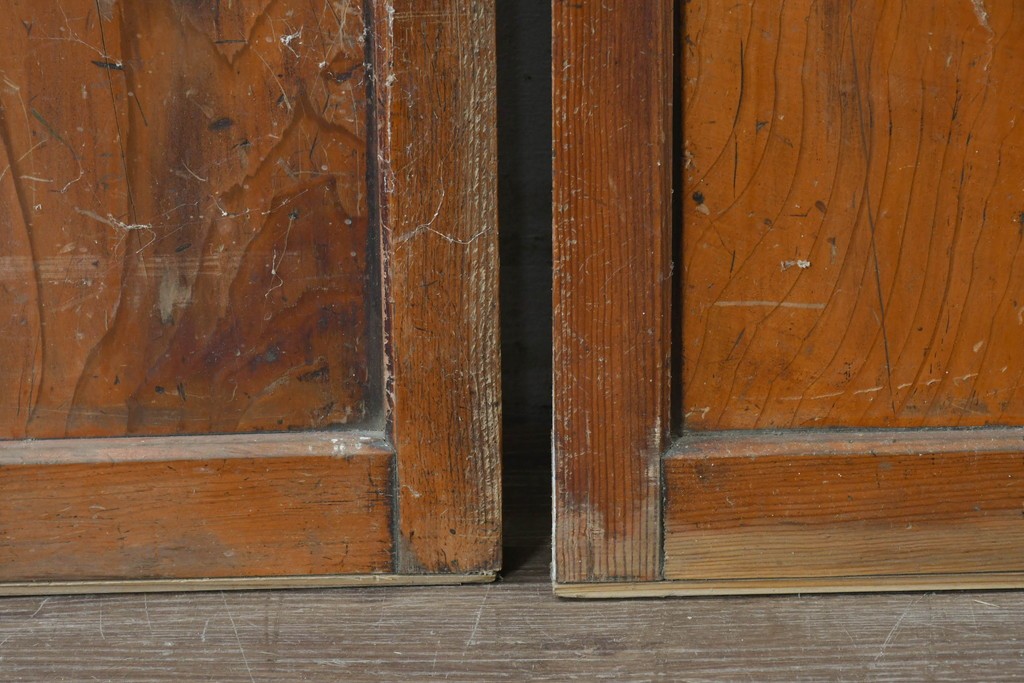 アンティーク建具　昭和初期　レトロな雰囲気漂うガラス帯戸2枚セット　(R-087452)