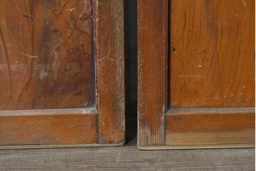 アンティーク建具　昭和初期　レトロな雰囲気漂うガラス帯戸2枚セット　(R-087452)