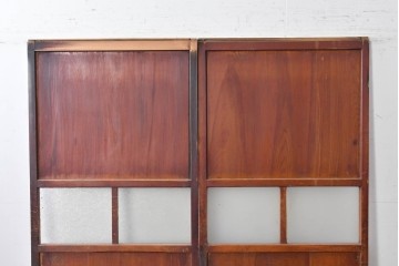 アンティーク建具　昭和初期　レトロな雰囲気漂うガラス帯戸2枚セット　(R-087452)