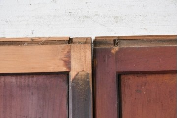 アンティーク建具　昭和初期　レトロな雰囲気漂うガラス帯戸2枚セット　(R-087452)