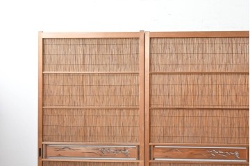 ヴィンテージ建具　昭和中期　透かし彫刻が目を引く夏戸3枚セット　(R-087453)