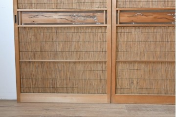 ヴィンテージ建具　昭和中期　透かし彫刻が目を引く夏戸3枚セット　(R-087453)
