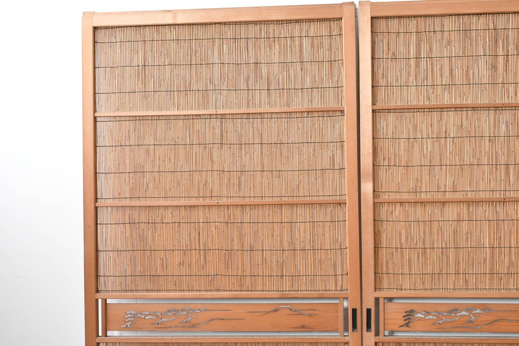 ヴィンテージ建具　昭和中期　透かし彫刻が目を引く夏戸3枚セット　(R-087453)