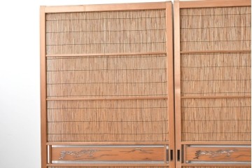 ヴィンテージ建具　昭和中期　透かし彫刻が目を引く夏戸3枚セット　(R-087453)