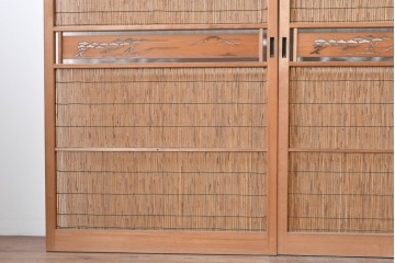 ヴィンテージ建具　昭和中期　透かし彫刻が目を引く夏戸3枚セット　(R-087453)