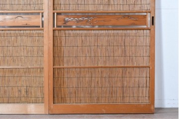 ヴィンテージ建具　昭和中期　透かし彫刻が目を引く夏戸3枚セット　(R-087453)