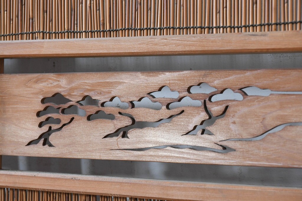 ヴィンテージ建具　昭和中期　透かし彫刻が目を引く夏戸3枚セット　(R-087453)