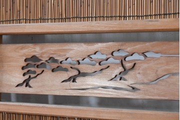 ヴィンテージ建具　昭和中期　透かし彫刻が目を引く夏戸3枚セット　(R-087453)