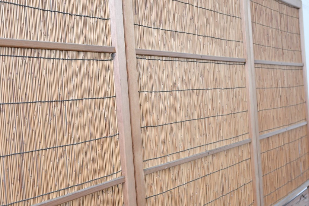 ヴィンテージ建具　昭和中期　透かし彫刻が目を引く夏戸3枚セット　(R-087453)